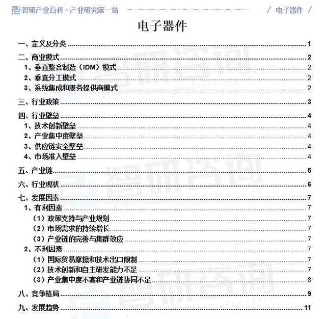 中国电子器件行业政策、市场集中度、企业竞争格局及发展趋势预测